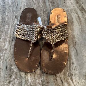 Old Navy Brown and Gold Braided Sandals
